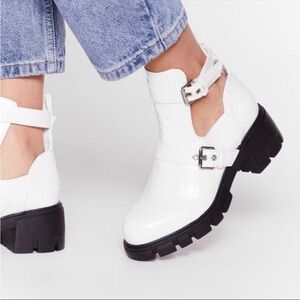 Nasty Gal Croc Embossed Cut Out Ankle Boots